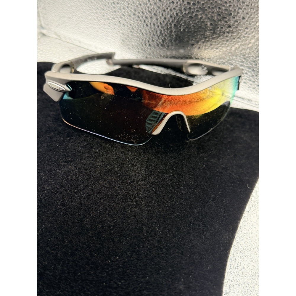 Men Reflective Shield Cycling Sports Ski Rainbow Color Black 80s Sunglasses Y2K